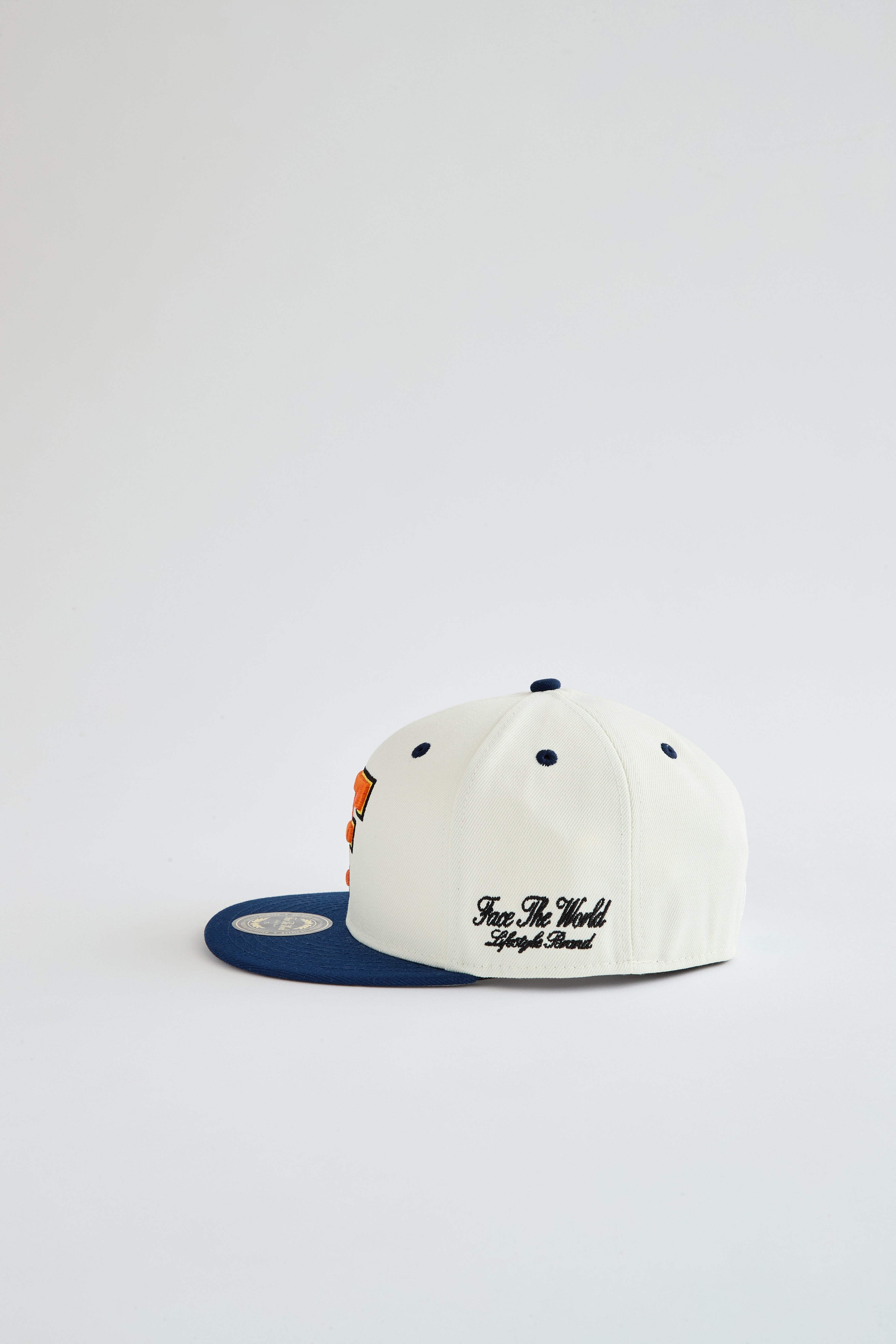 Face The World "World League" Fitted Cap-Cream/Navy
