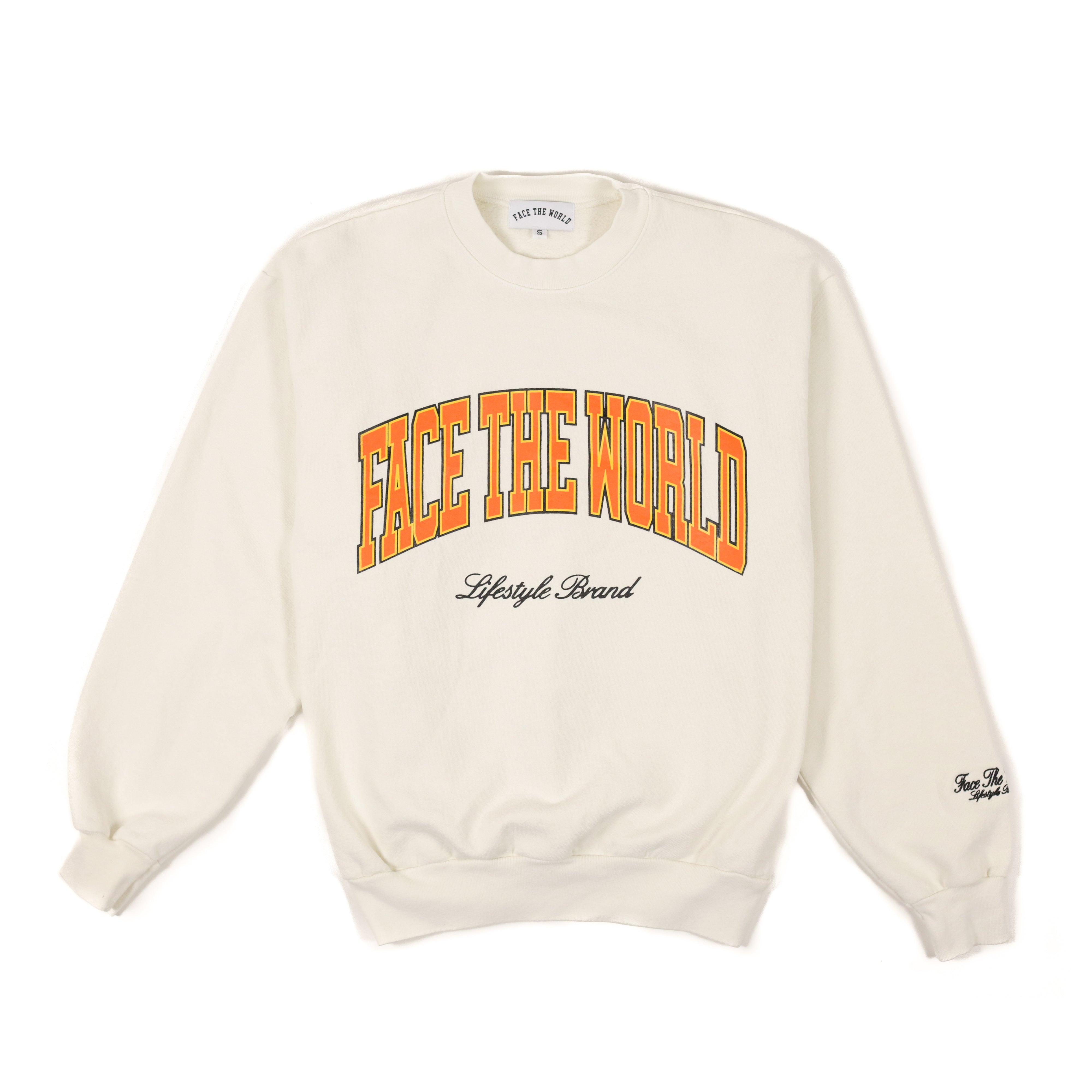 Face The World Vintage Crewneck- Cream