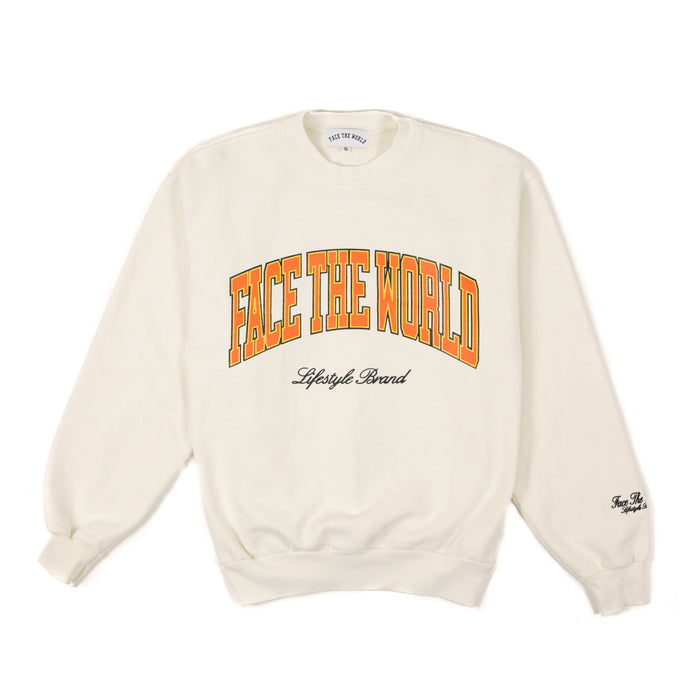 Face The World Vintage Crewneck- Cream
