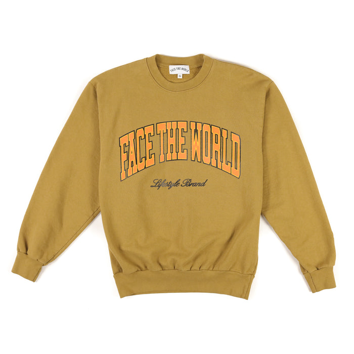 Face The World Vintage Crewneck-Gold